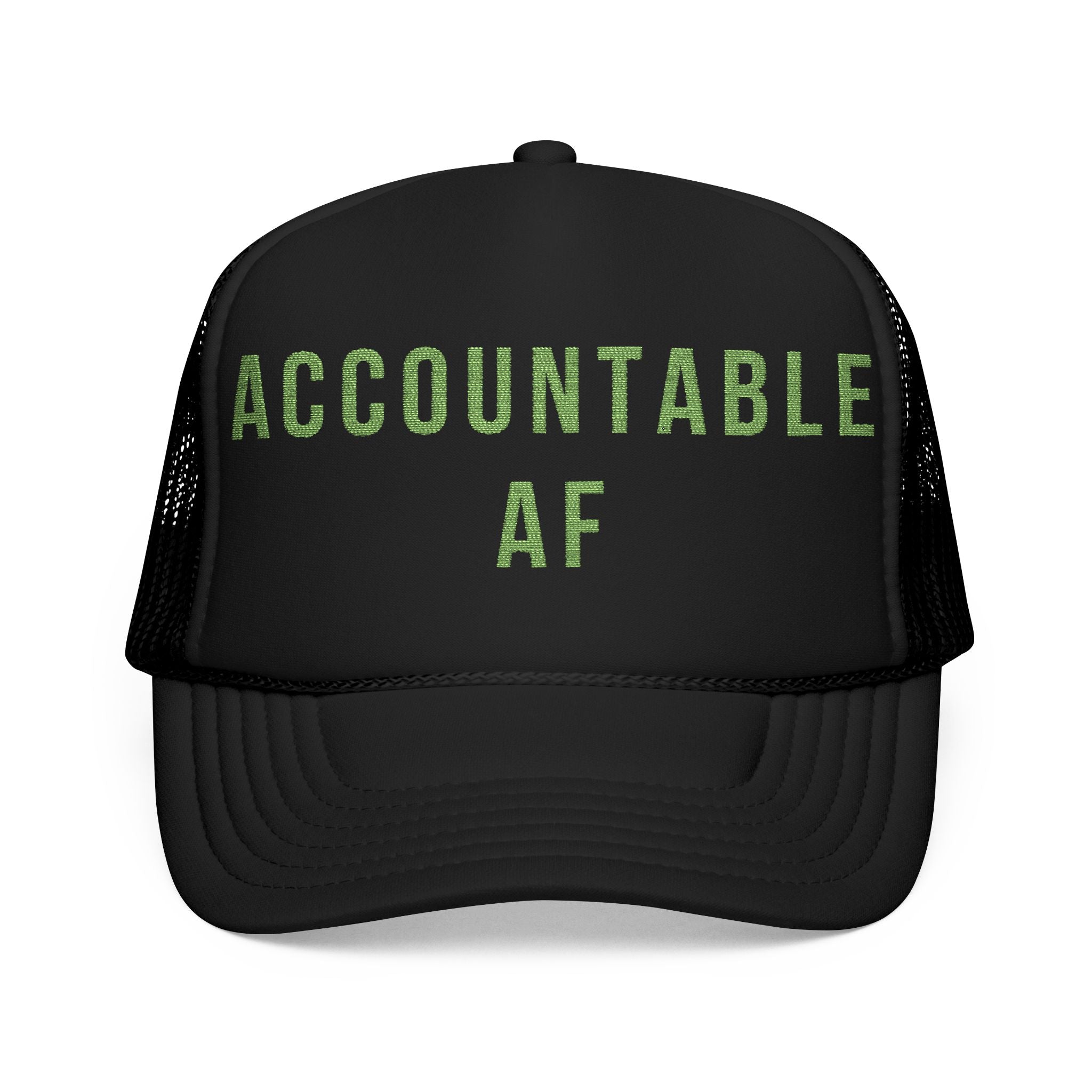 Accountable AF | Foam Trucker Hat (Neon Green Embroidery)