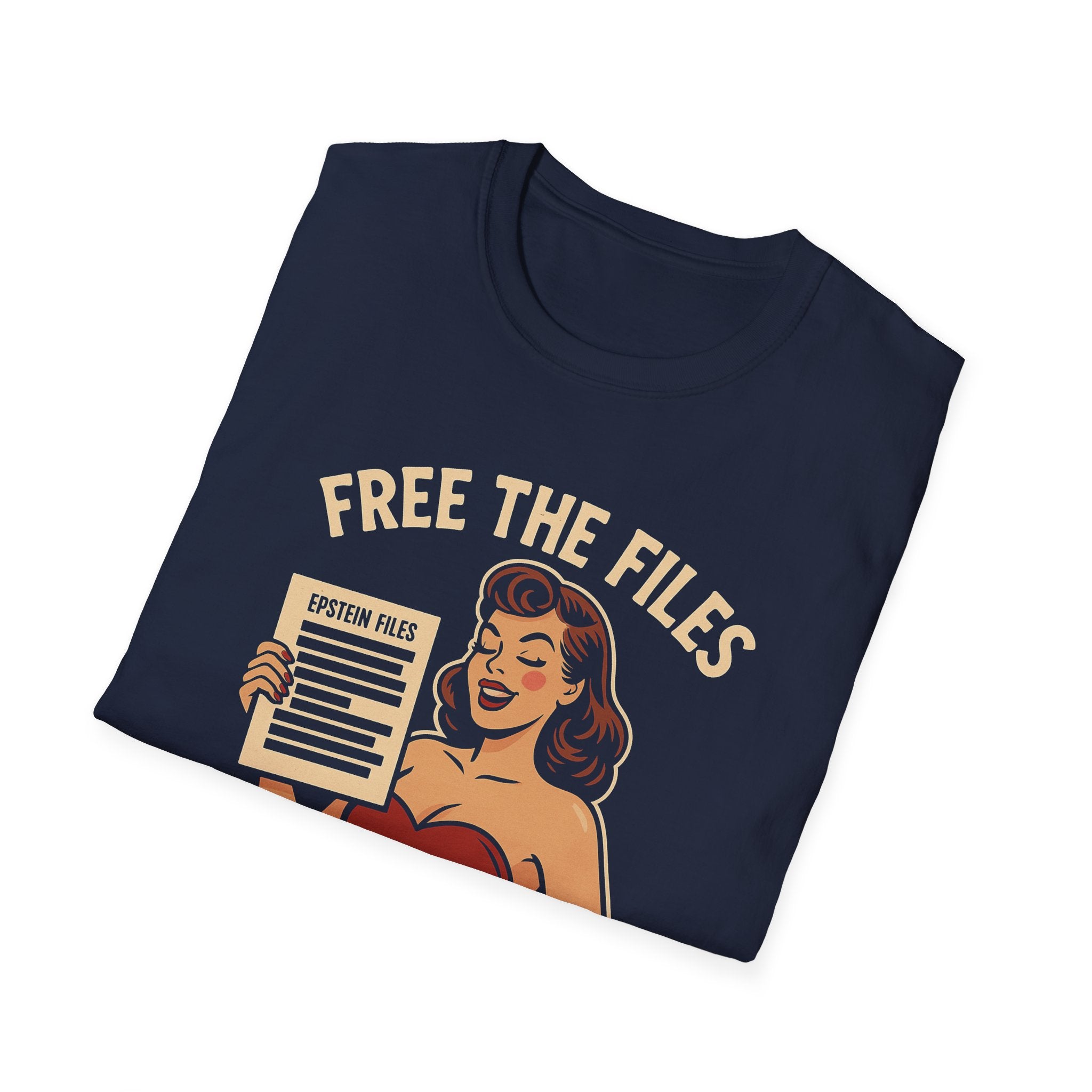 Free the Files, Not the Nips | Retro Pin-Up Redacted Graphic T-Shirt