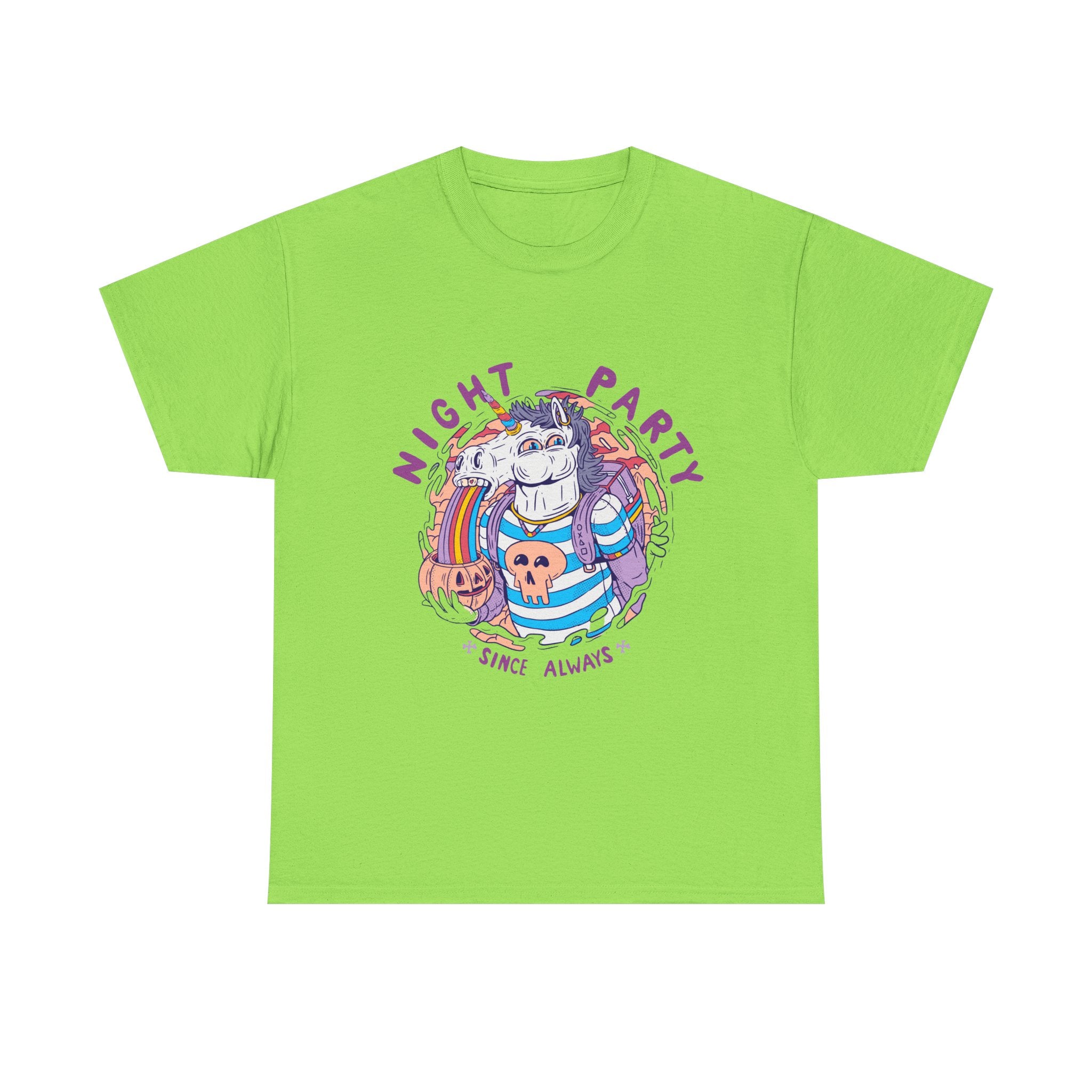 Night Party – Since Always | Chaotic Unicorn Rainbow Vomit Tee