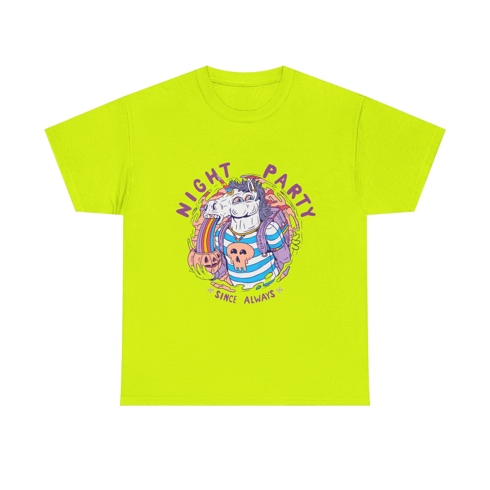 Night Party – Since Always | Chaotic Unicorn Rainbow Vomit Tee