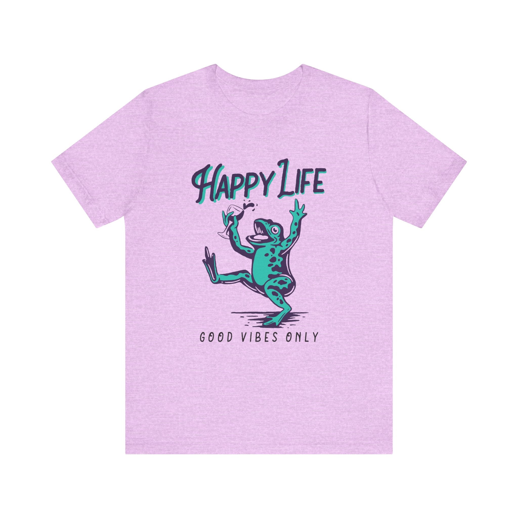 Healthy Life, Good Vibes Only | Wine-Spilling Frog Graphic T-Shirt