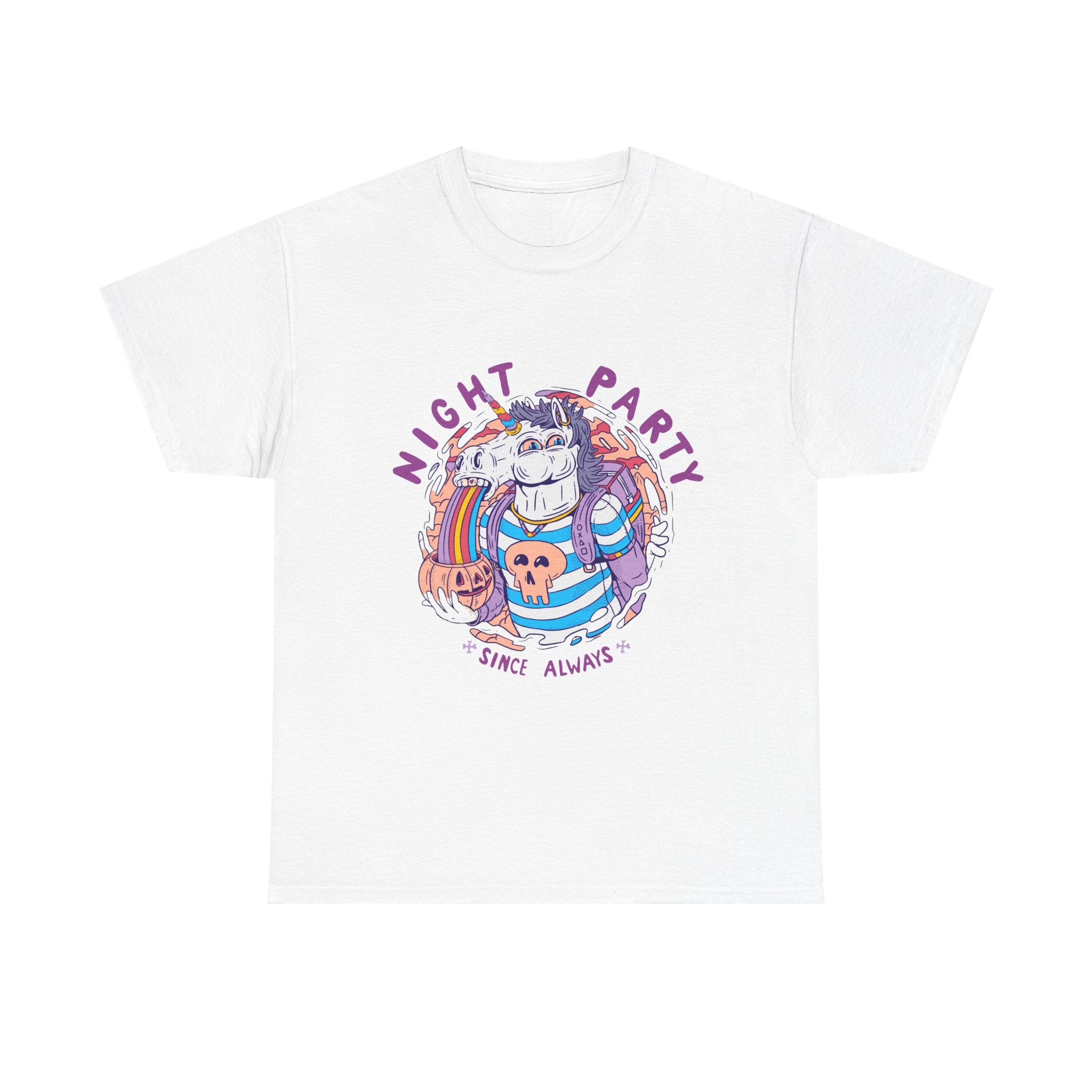 Night Party – Since Always | Chaotic Unicorn Rainbow Vomit Tee