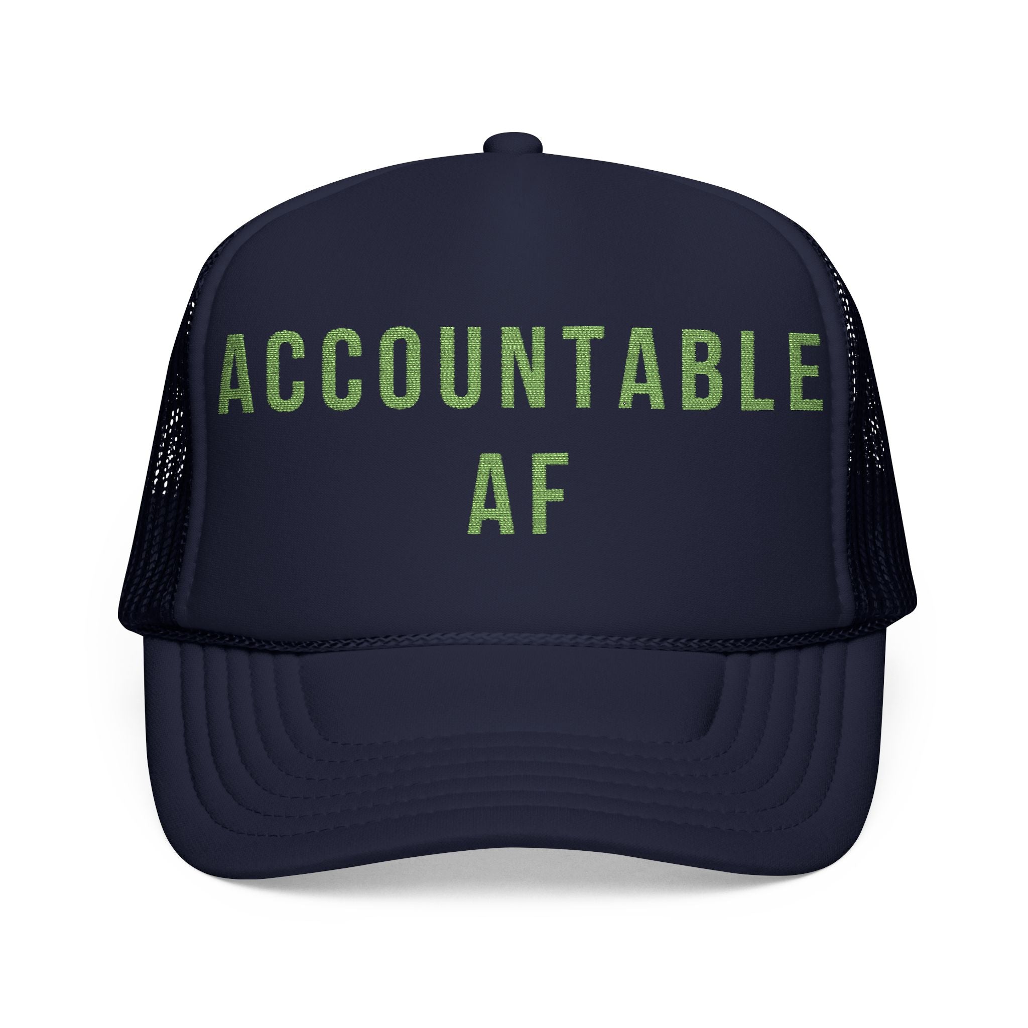 Accountable AF | Foam Trucker Hat (Neon Green Embroidery)