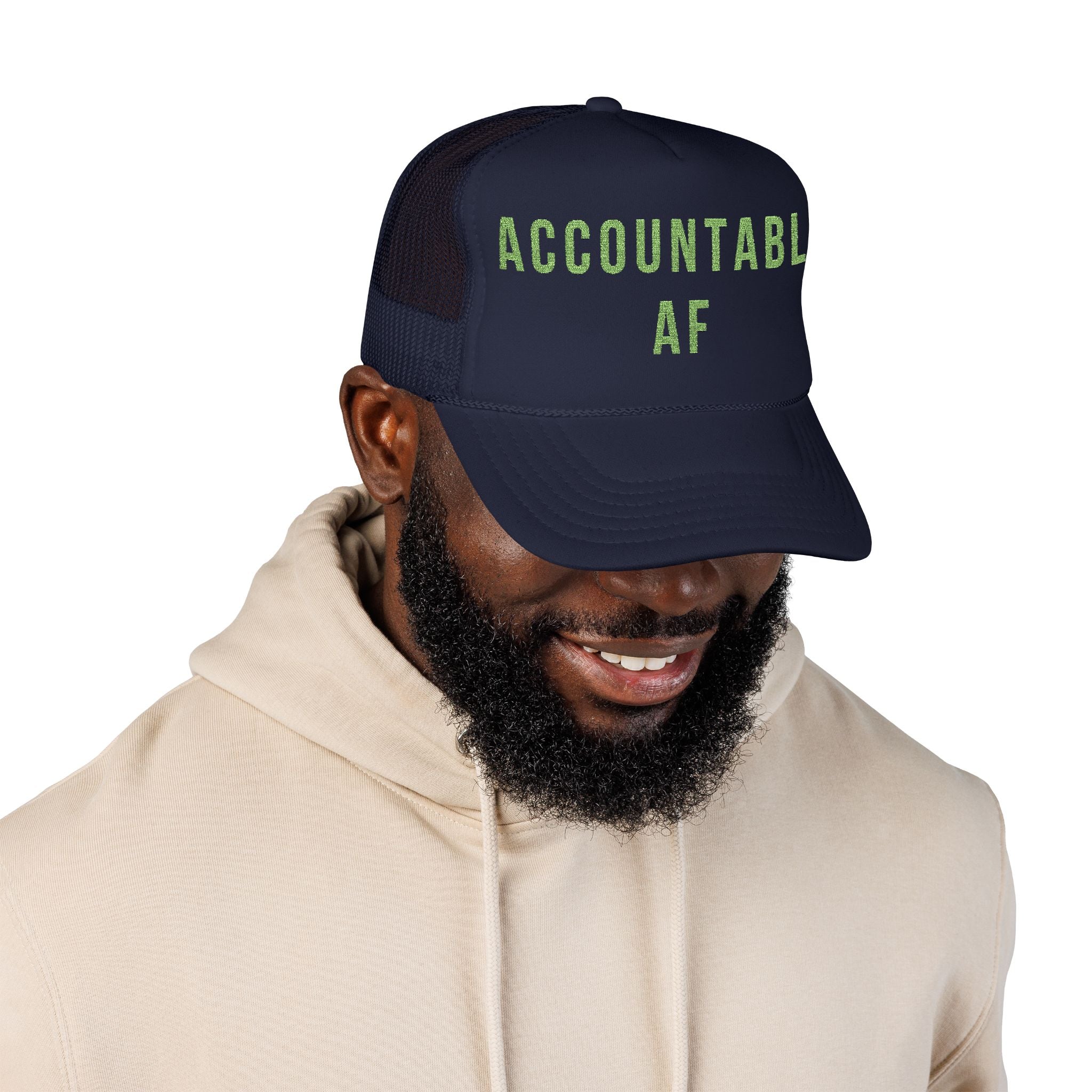 Accountable AF | Foam Trucker Hat (Neon Green Embroidery)