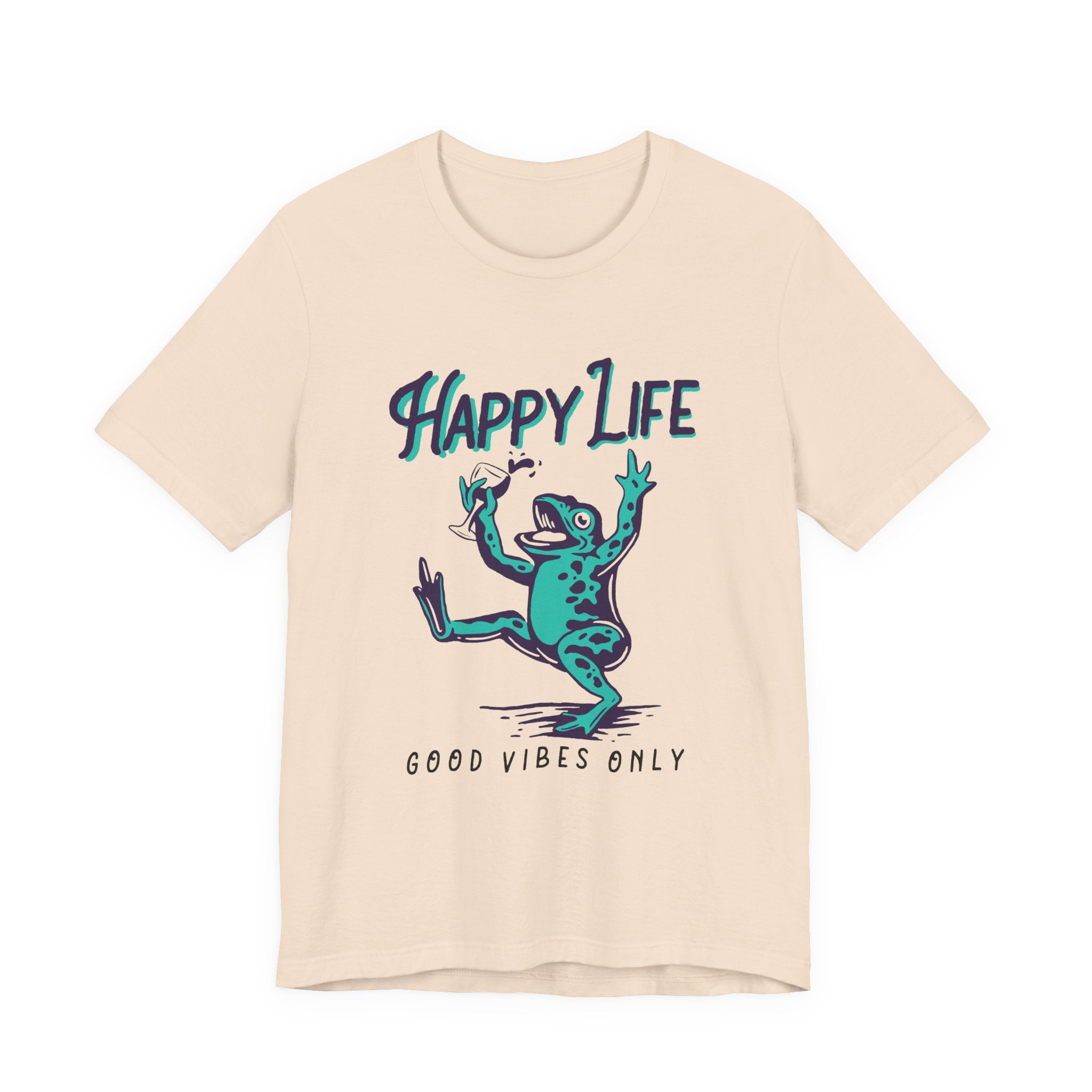 Healthy Life, Good Vibes Only | Wine-Spilling Frog Graphic T-Shirt