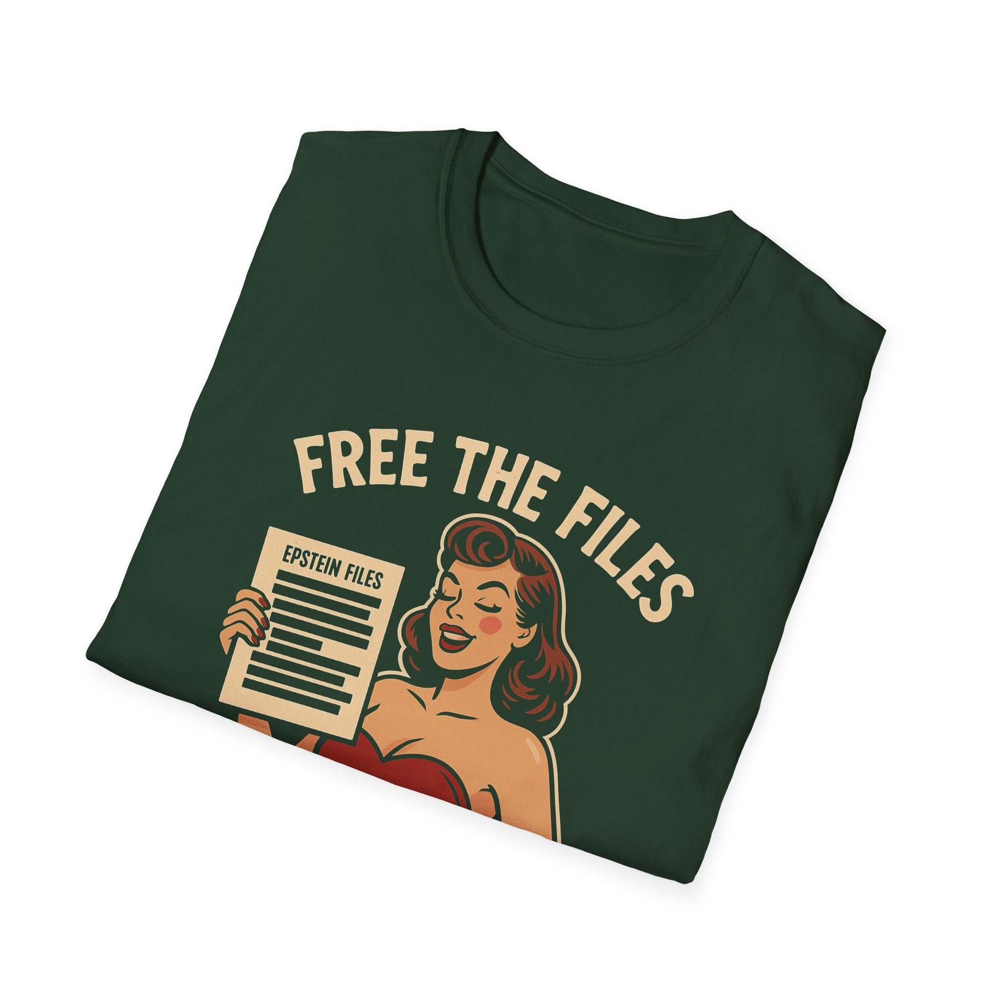 Free the Files, Not the Nips | Retro Pin-Up Redacted Graphic T-Shirt