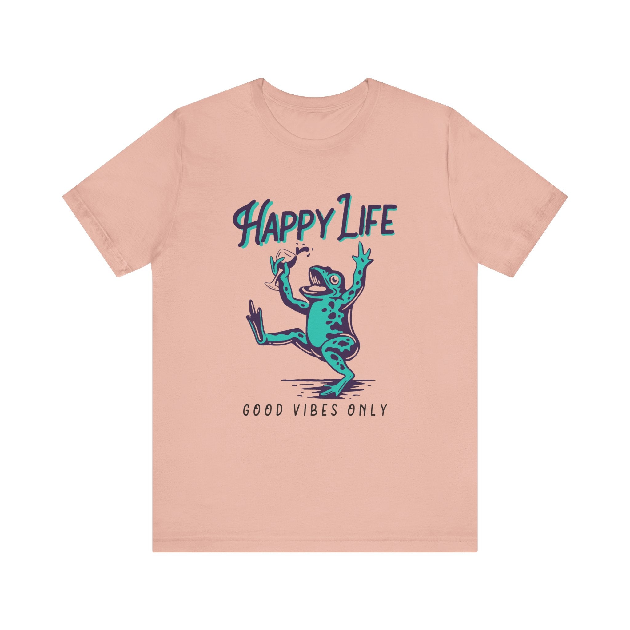 Healthy Life, Good Vibes Only | Wine-Spilling Frog Graphic T-Shirt