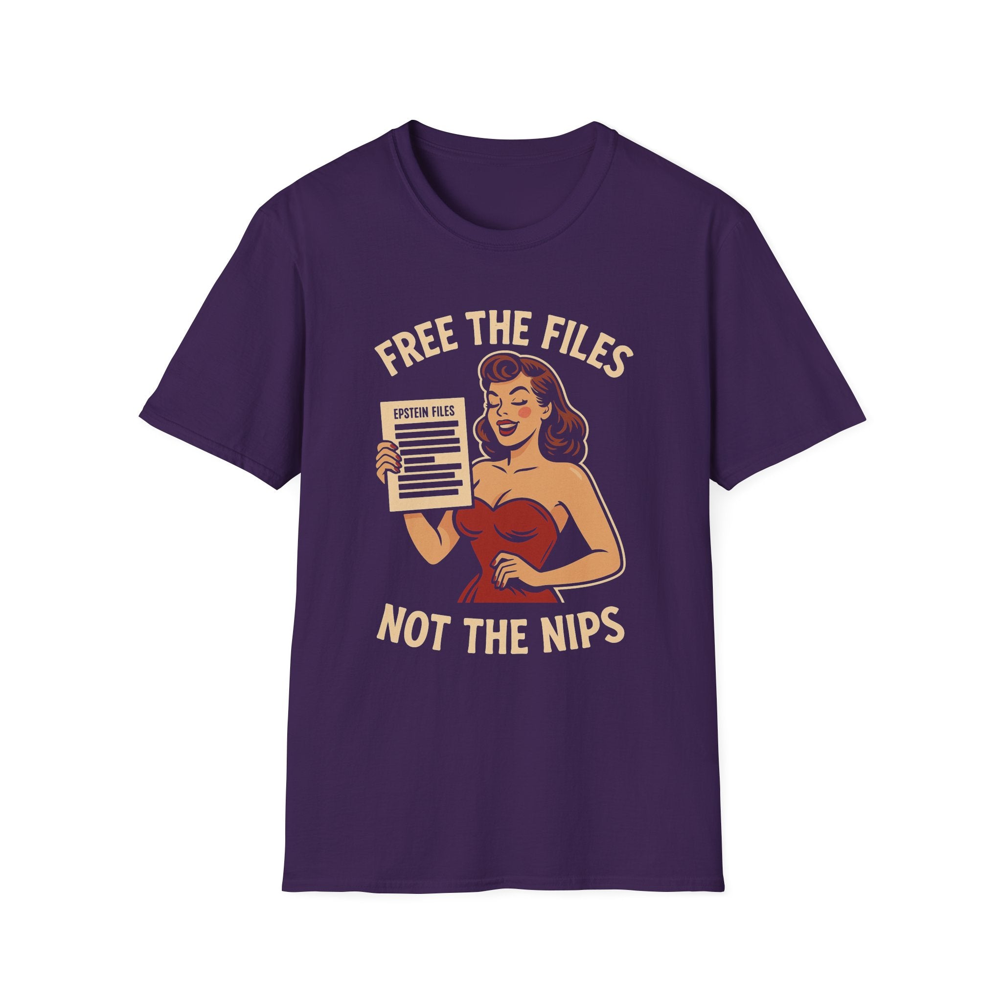 Free the Files, Not the Nips | Retro Pin-Up Redacted Graphic T-Shirt