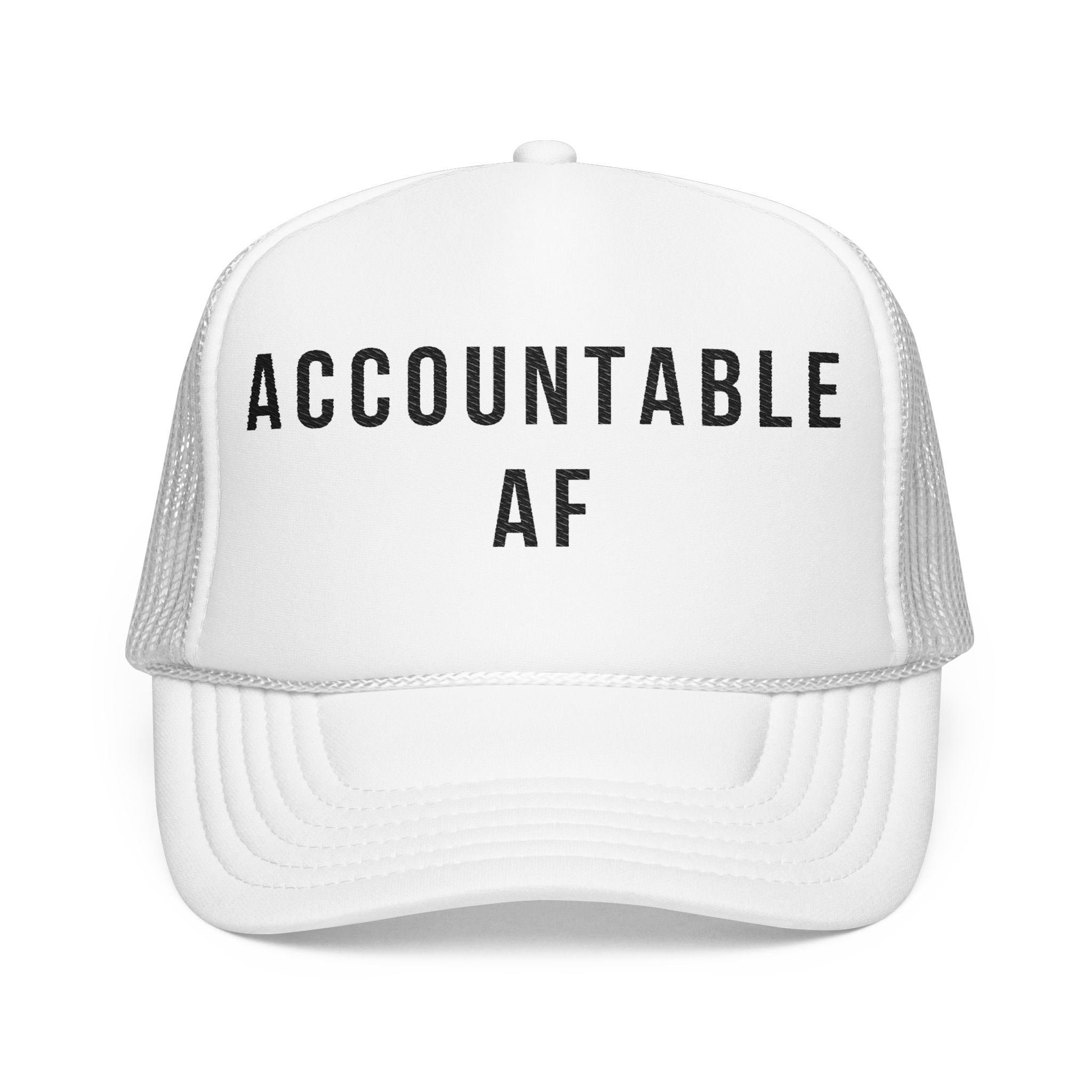Accountable AF | Foam Trucker Hat (Black Embroidery)