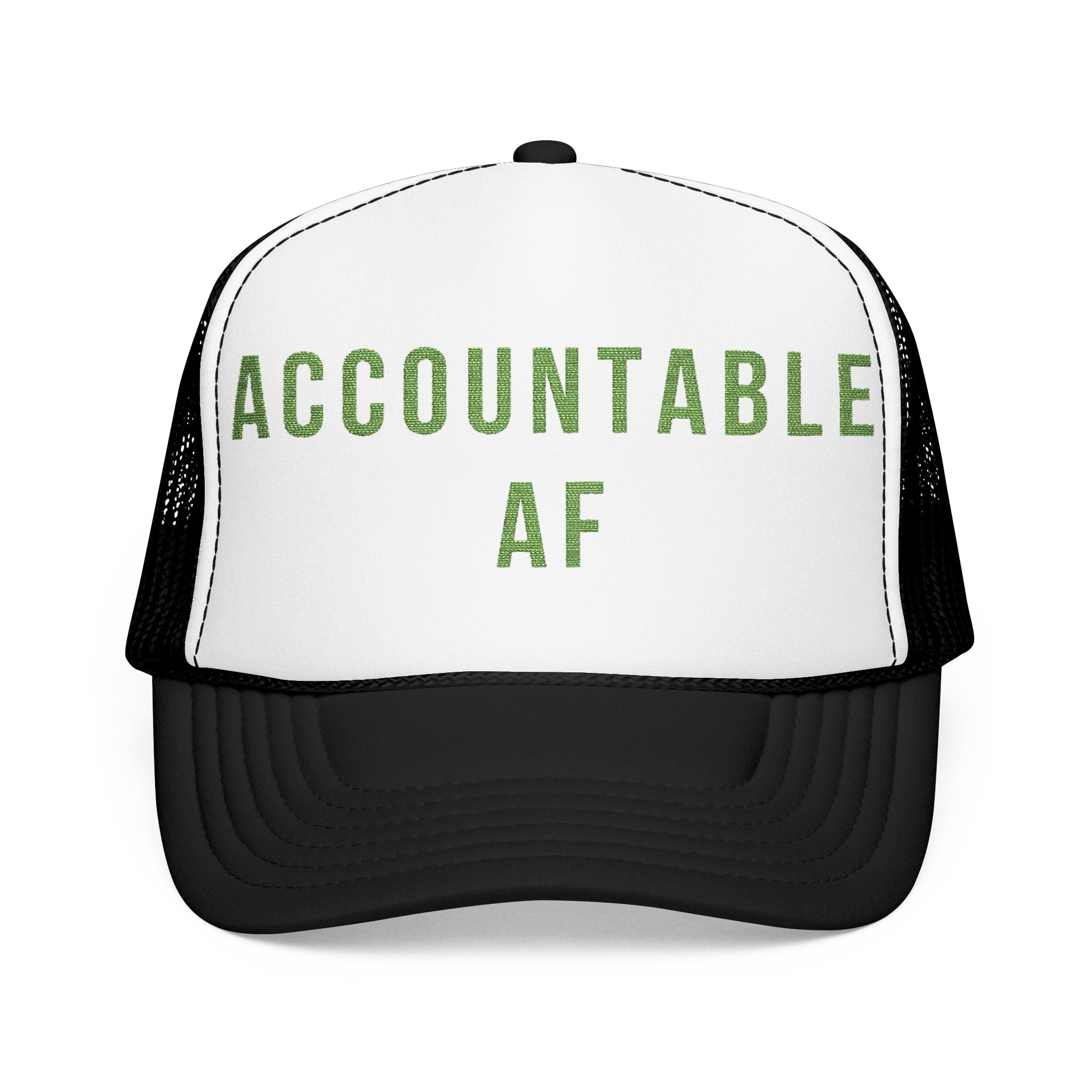 Accountable AF | Foam Trucker Hat (Neon Green Embroidery)