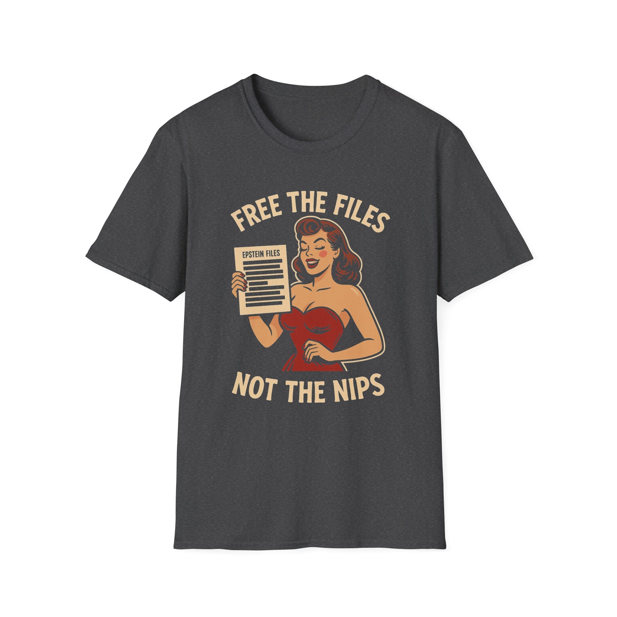 Free the Files, Not the Nips | Retro Pin-Up Redacted Graphic T-Shirt