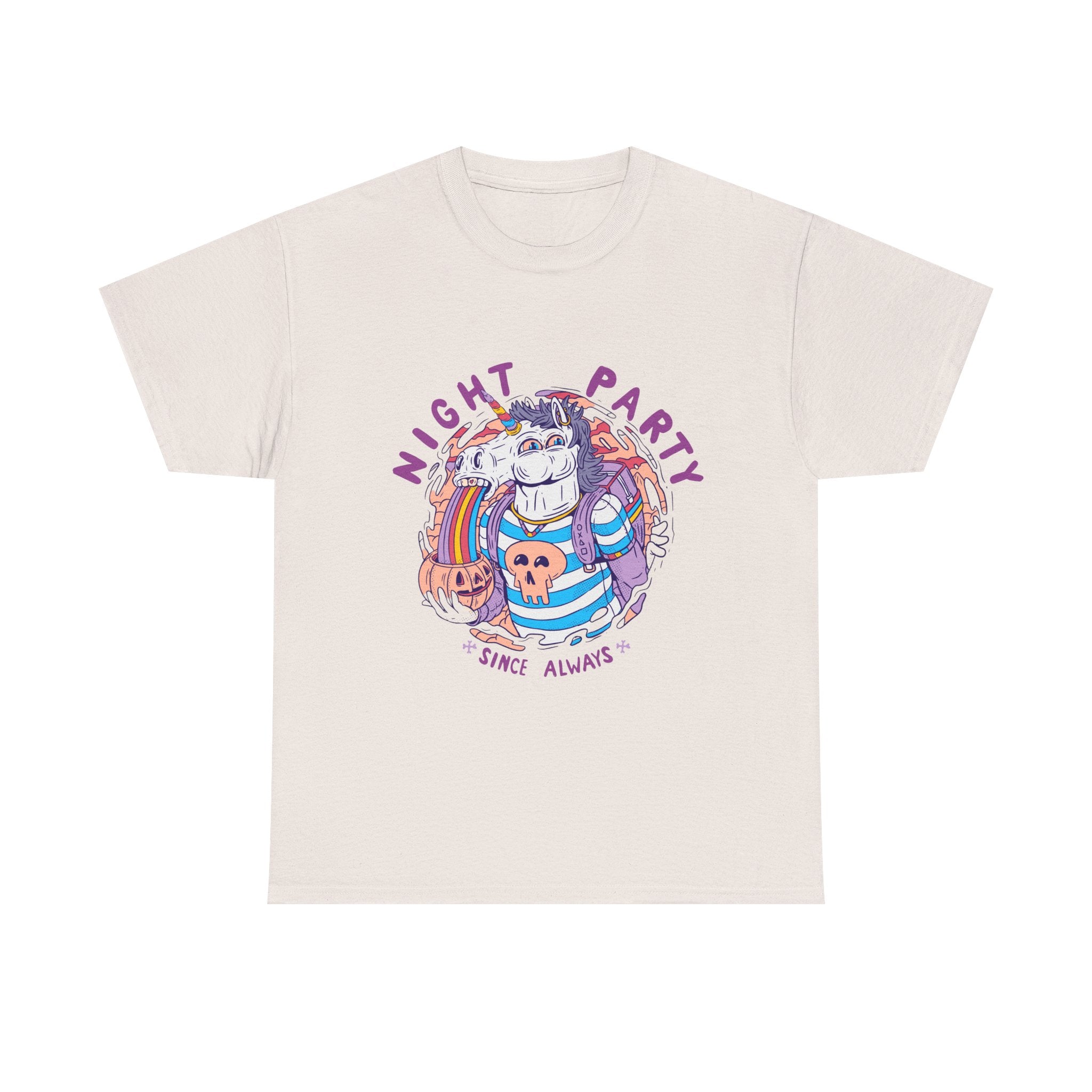 Night Party – Since Always | Chaotic Unicorn Rainbow Vomit Tee