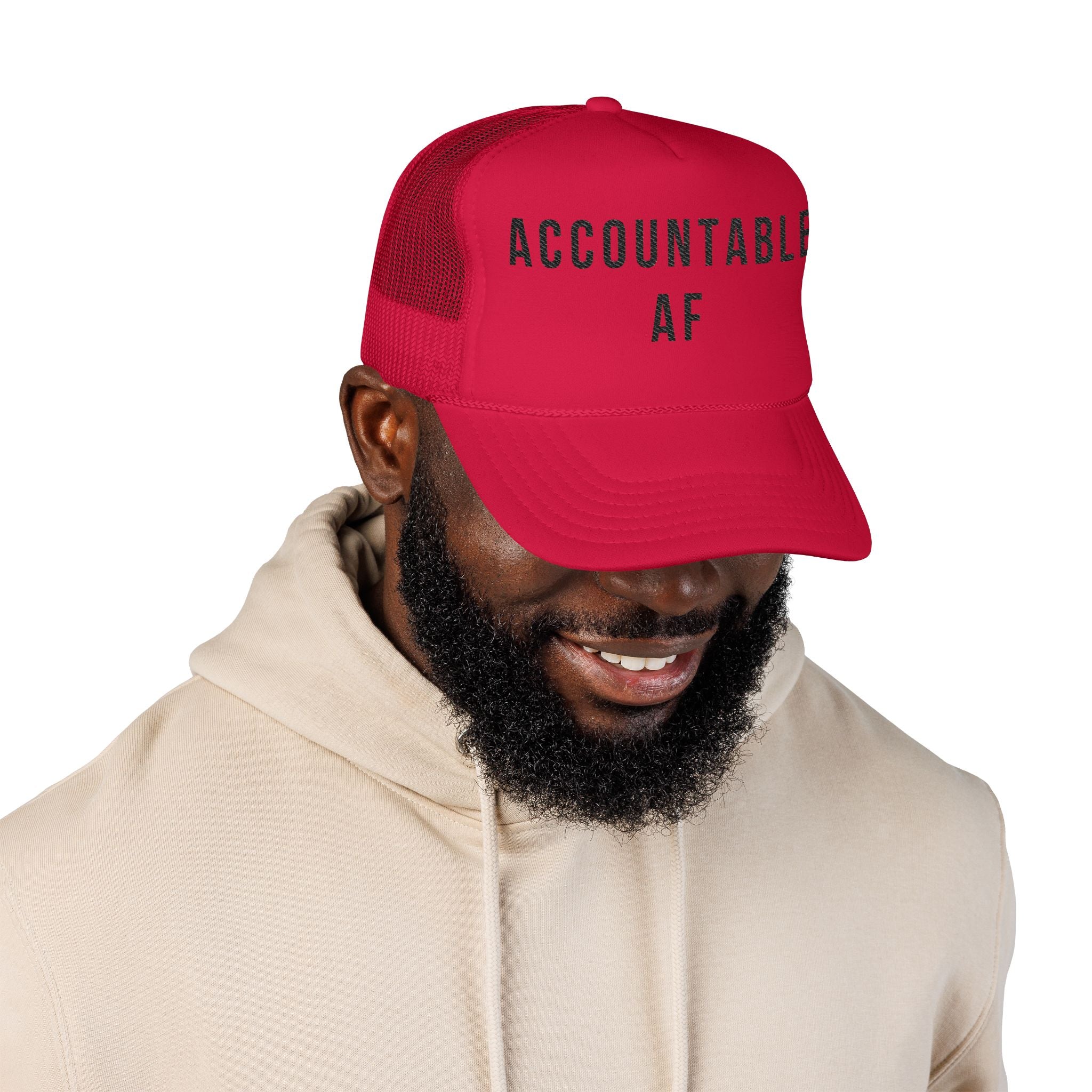 Accountable AF | Foam Trucker Hat (Black Embroidery)