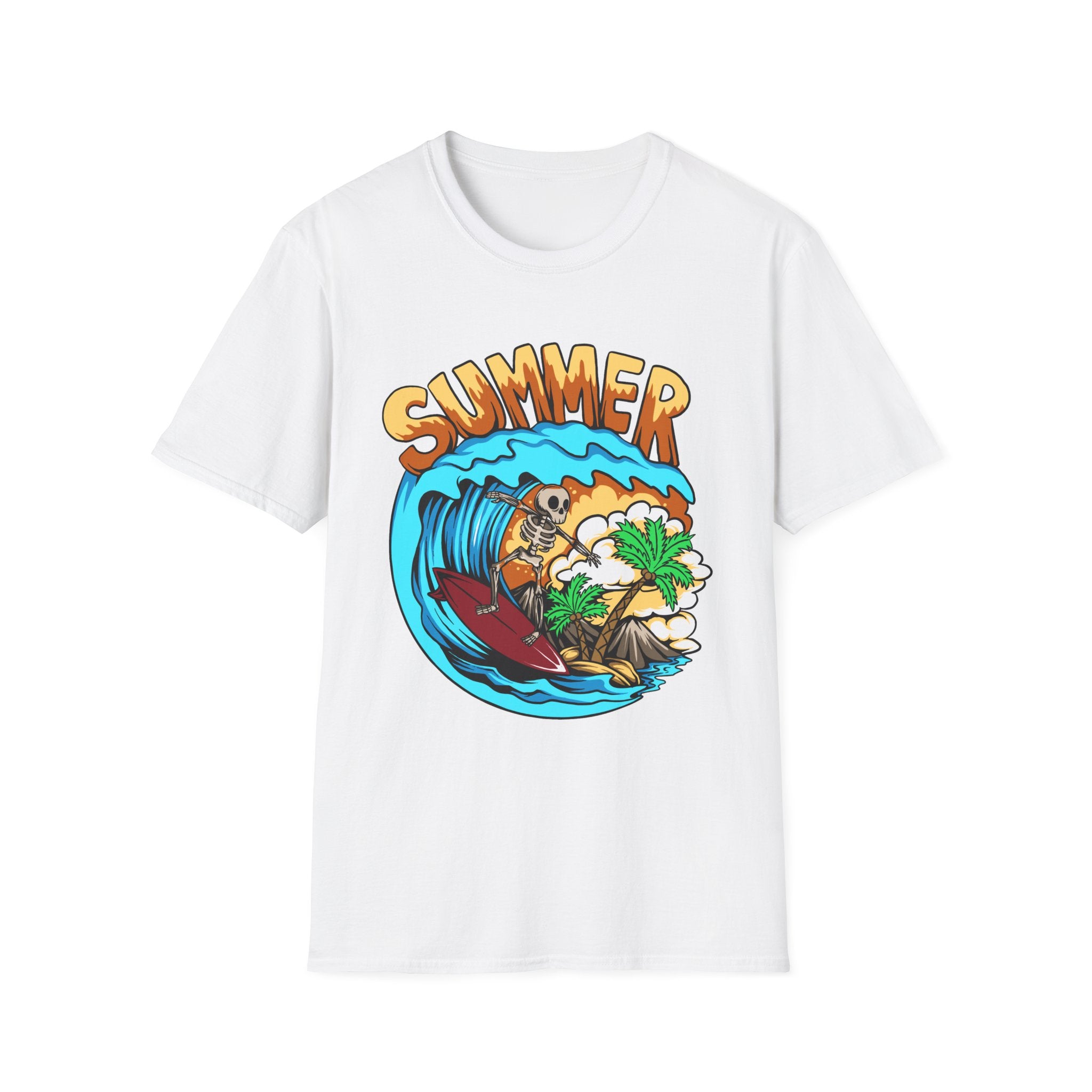 Summer Forever | Skeleton Surfer Retro Graphic T-Shirt