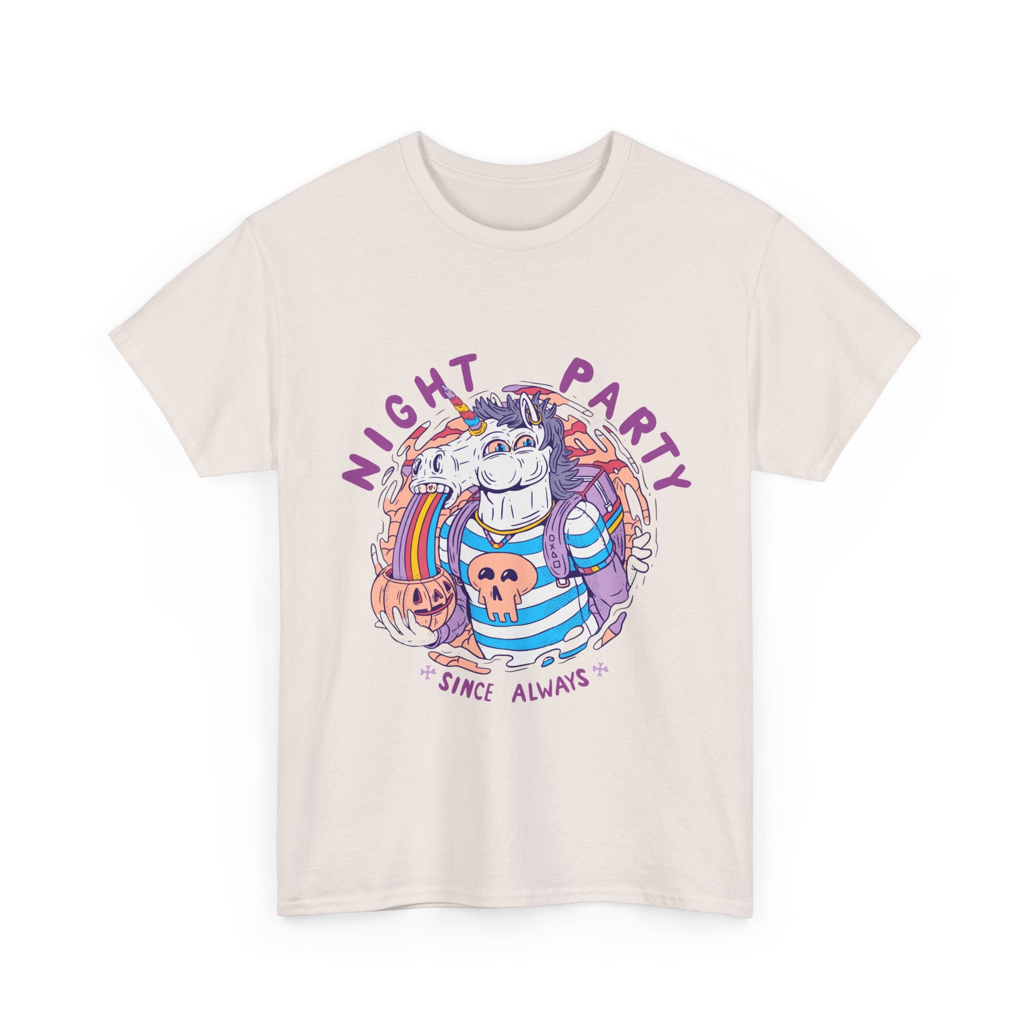 Night Party – Since Always | Chaotic Unicorn Rainbow Vomit Tee