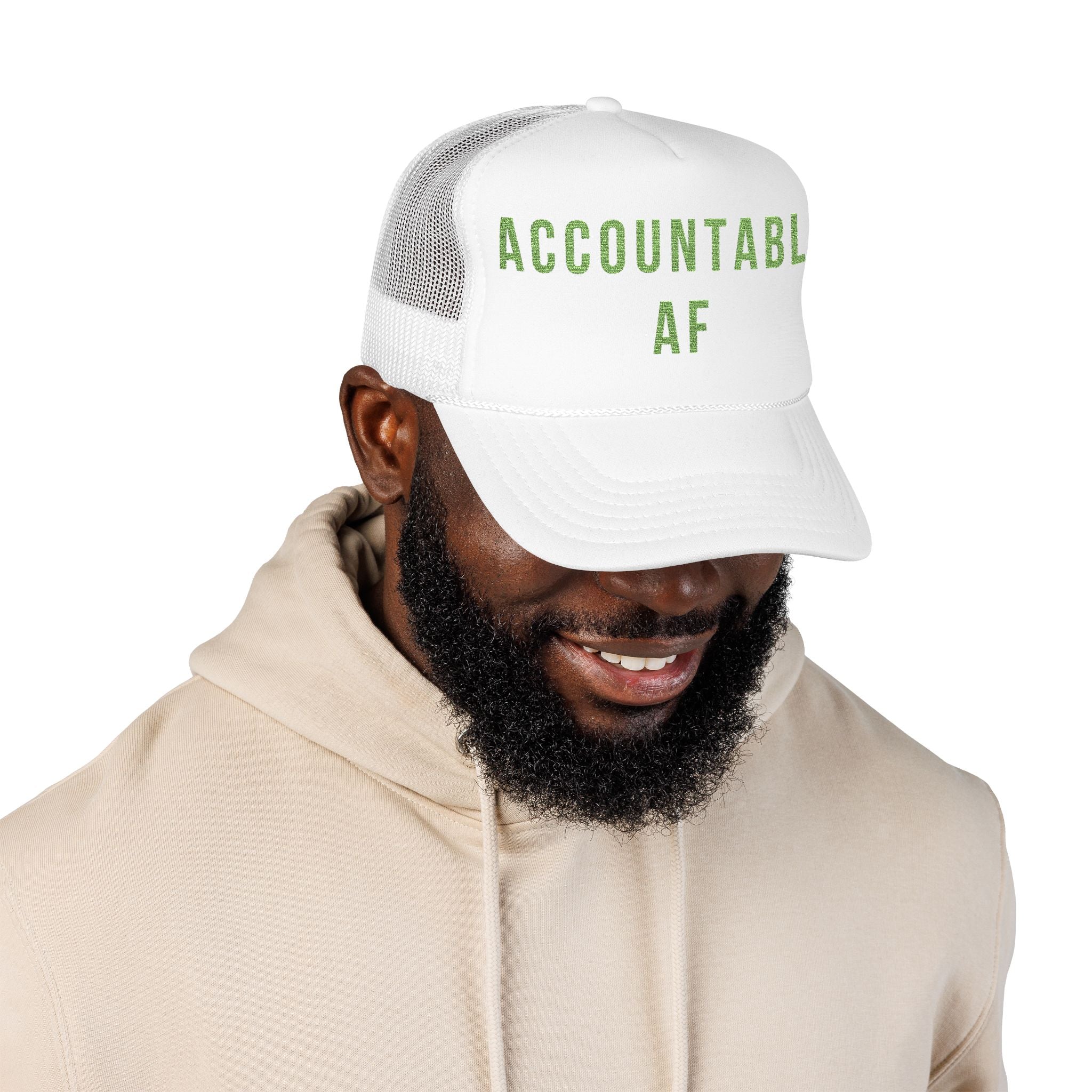 Accountable AF | Foam Trucker Hat (Neon Green Embroidery)