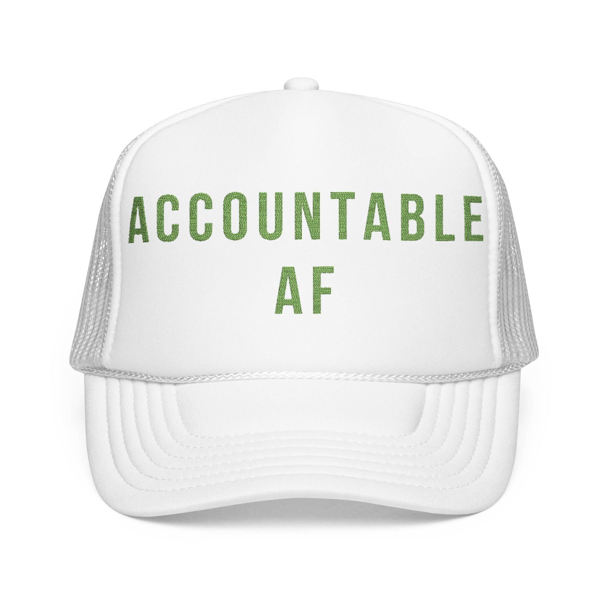 Accountable AF | Foam Trucker Hat (Neon Green Embroidery)