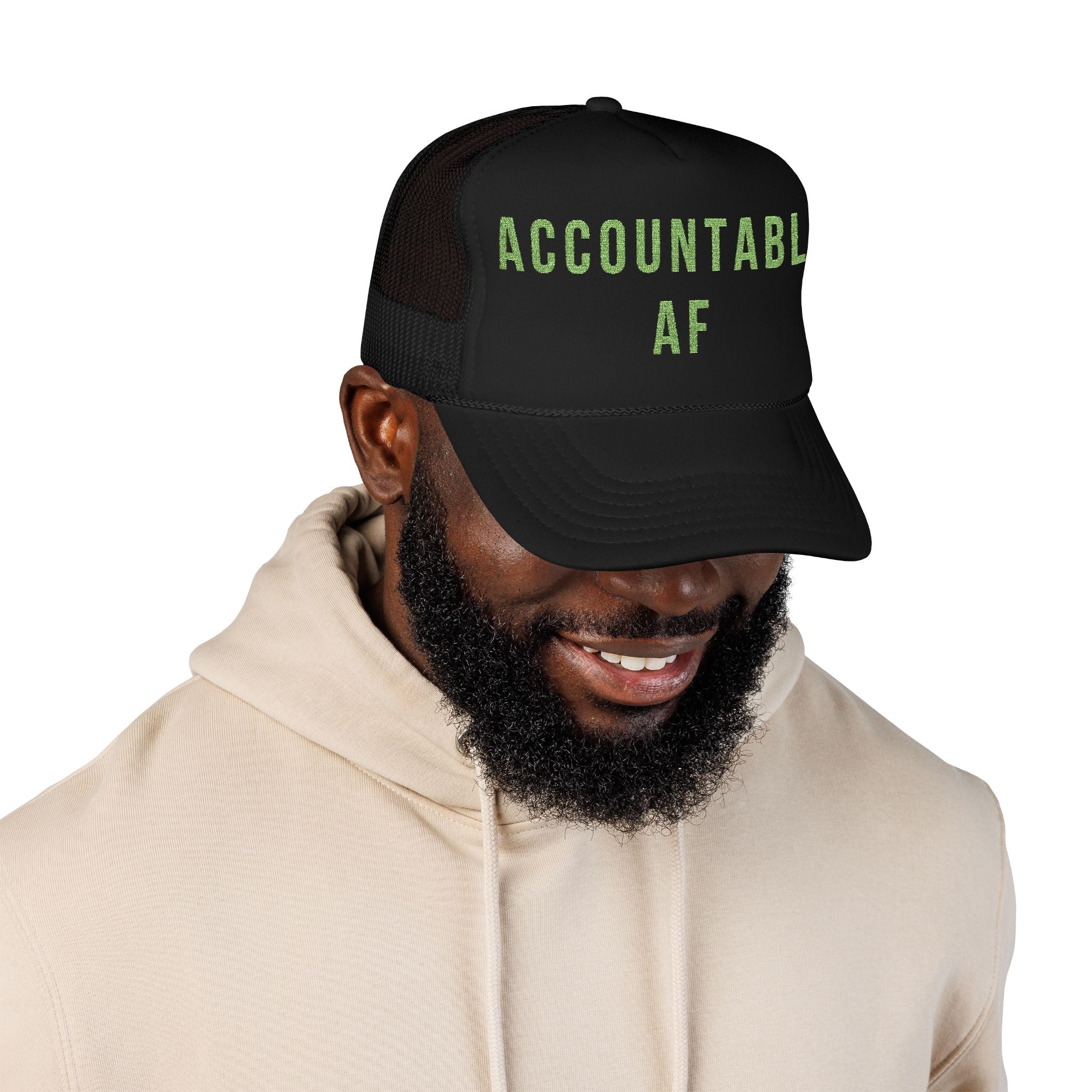 Accountable AF | Foam Trucker Hat (Neon Green Embroidery)