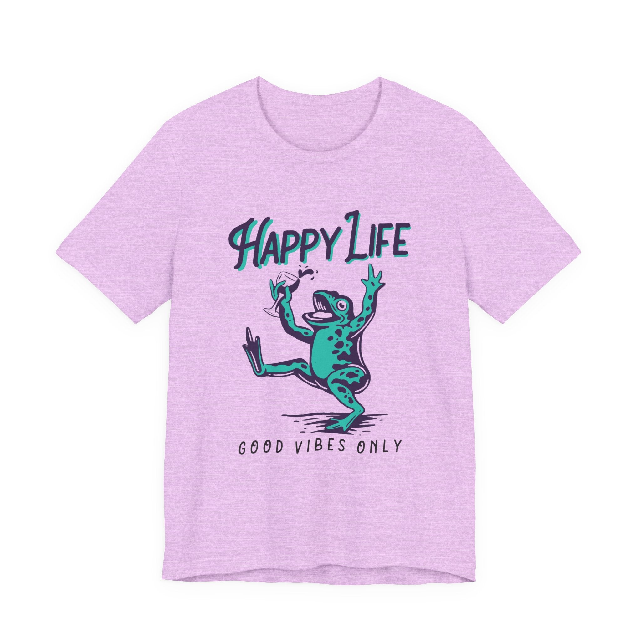 Healthy Life, Good Vibes Only | Wine-Spilling Frog Graphic T-Shirt