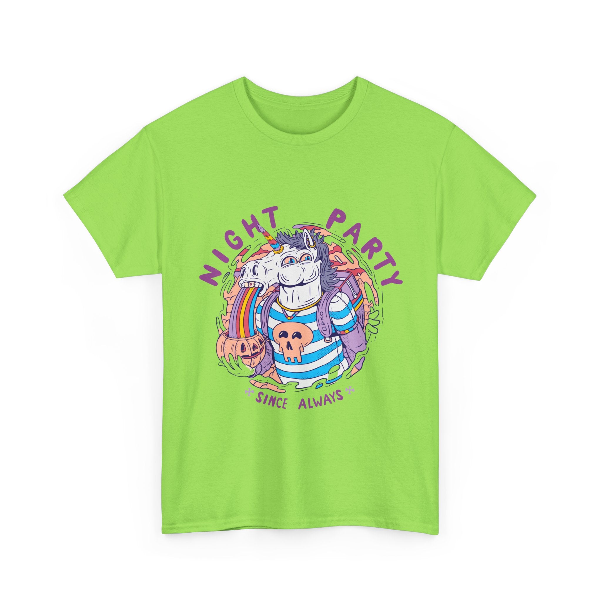 Night Party – Since Always | Chaotic Unicorn Rainbow Vomit Tee