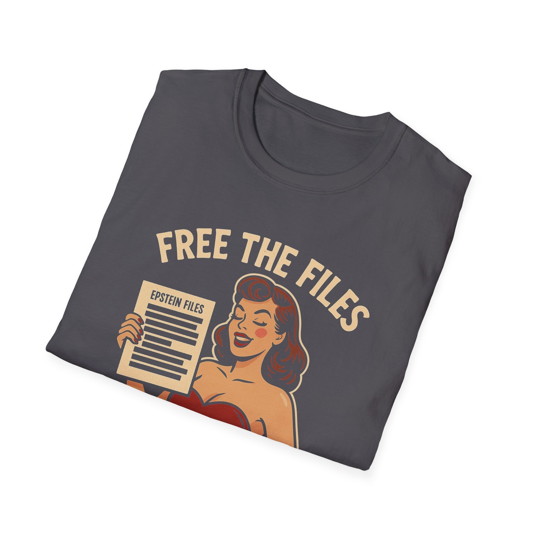Free the Files, Not the Nips | Retro Pin-Up Redacted Graphic T-Shirt