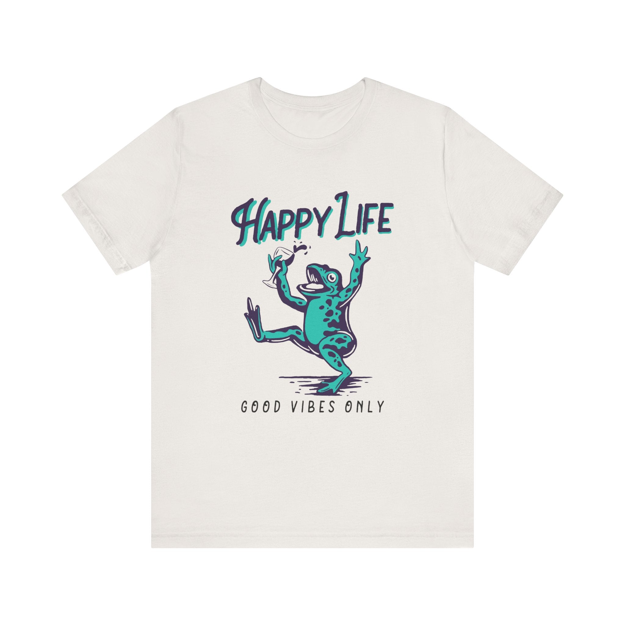 Healthy Life, Good Vibes Only | Wine-Spilling Frog Graphic T-Shirt