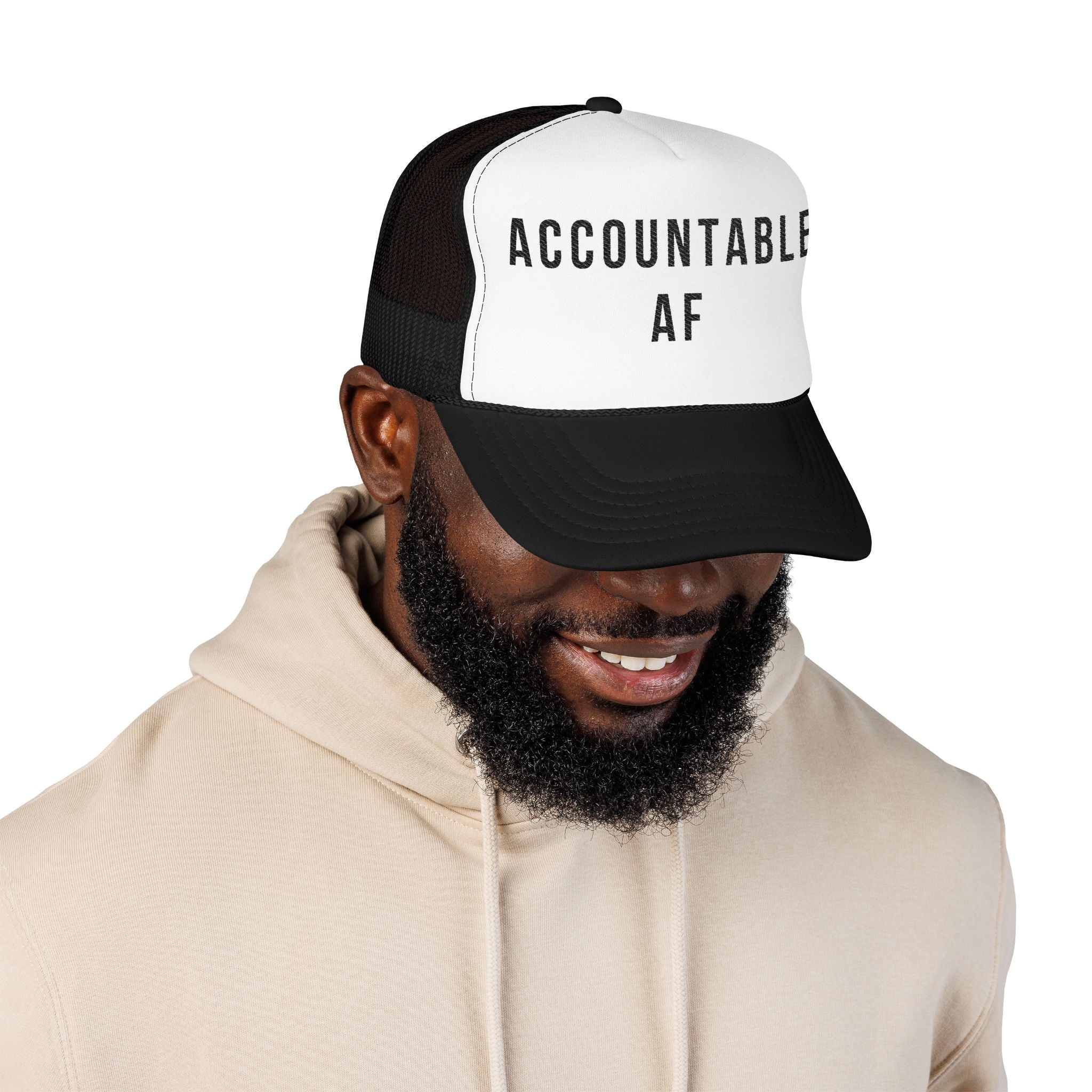 Accountable AF | Foam Trucker Hat (Black Embroidery)
