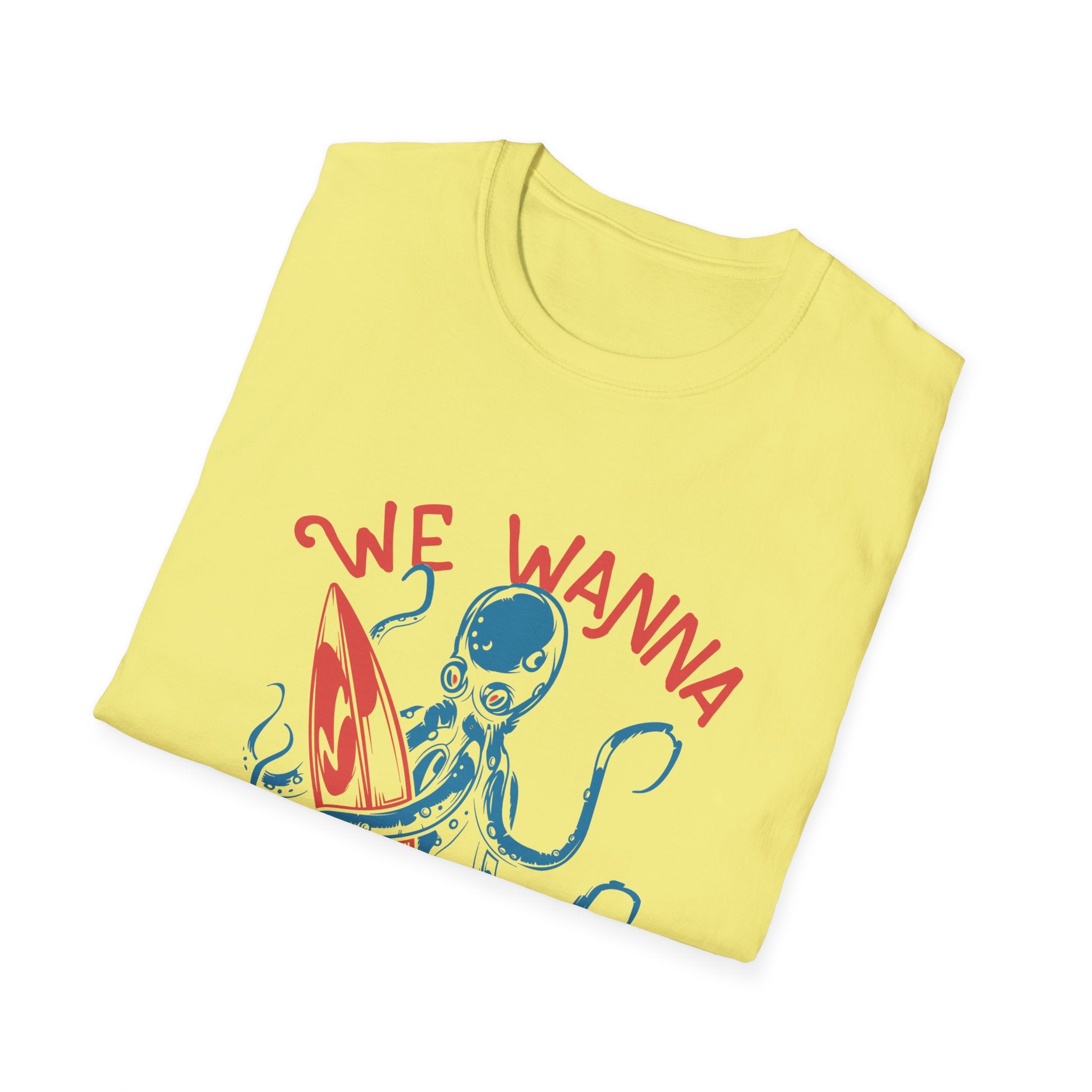 We Wanna Surf | Chaotic Octopus Beach Graphic T-Shirt