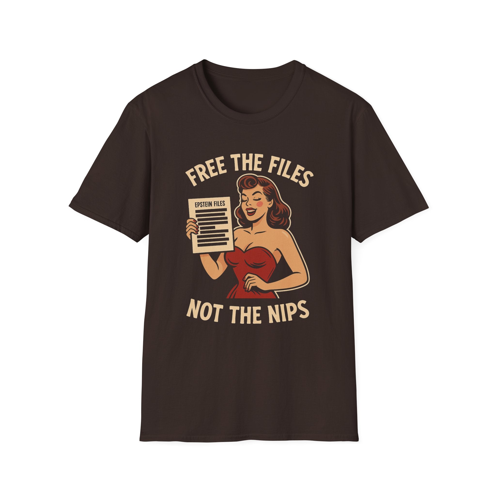 Free the Files, Not the Nips | Retro Pin-Up Redacted Graphic T-Shirt