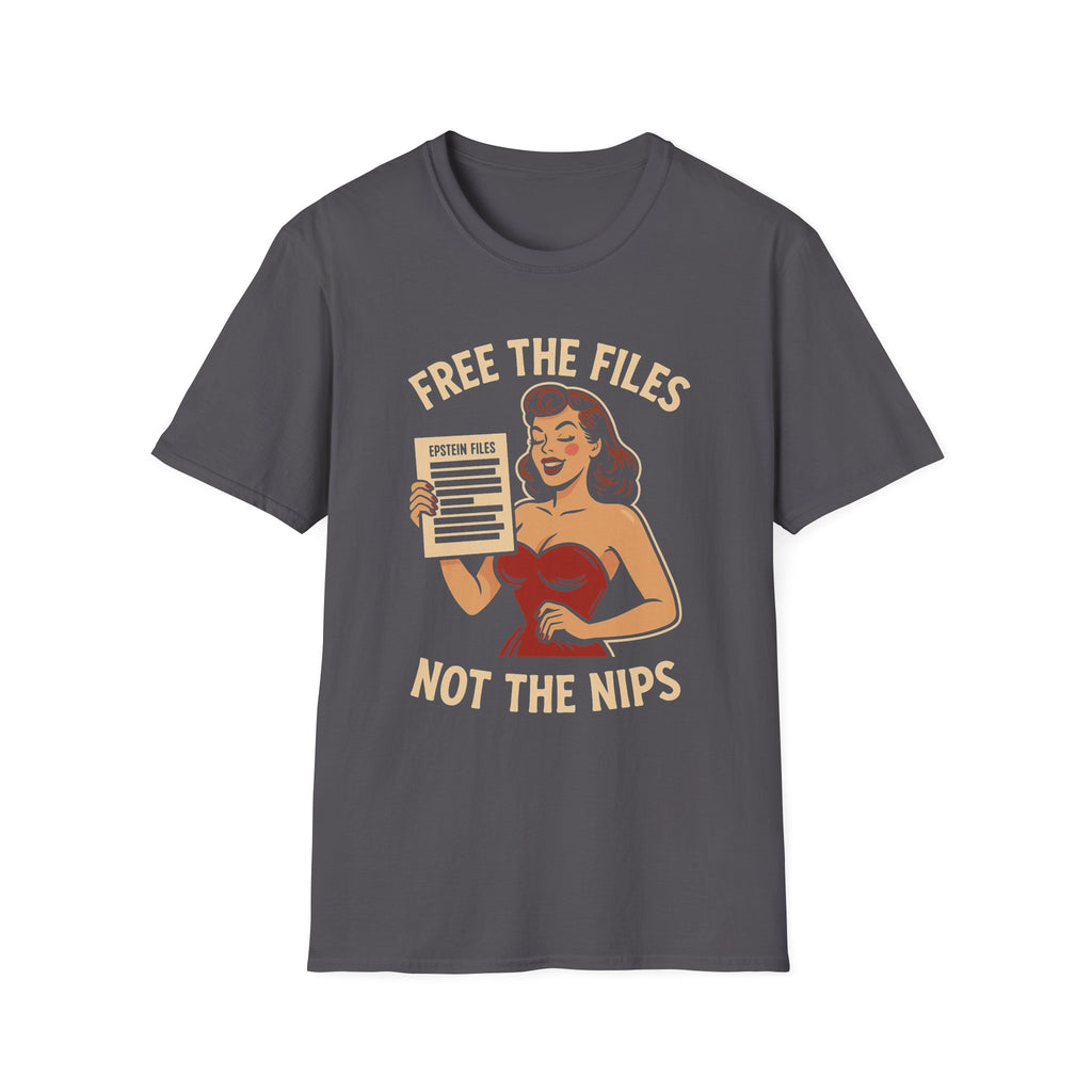 Free the Files, Not the Nips | Retro Pin-Up Redacted Graphic T-Shirt