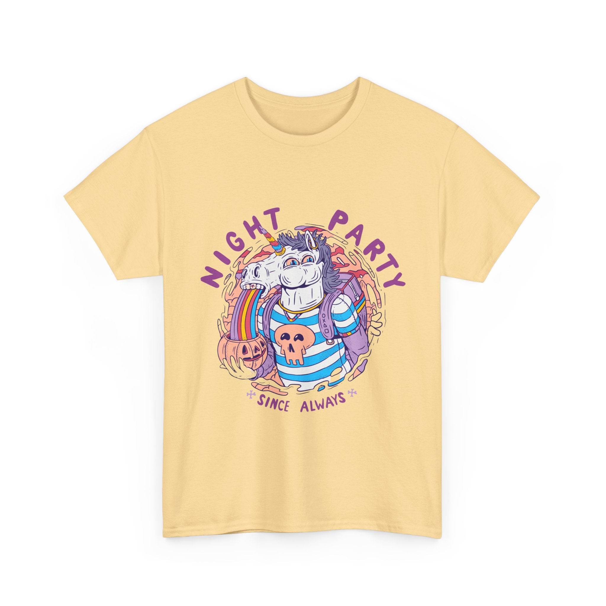 Night Party – Since Always | Chaotic Unicorn Rainbow Vomit Tee