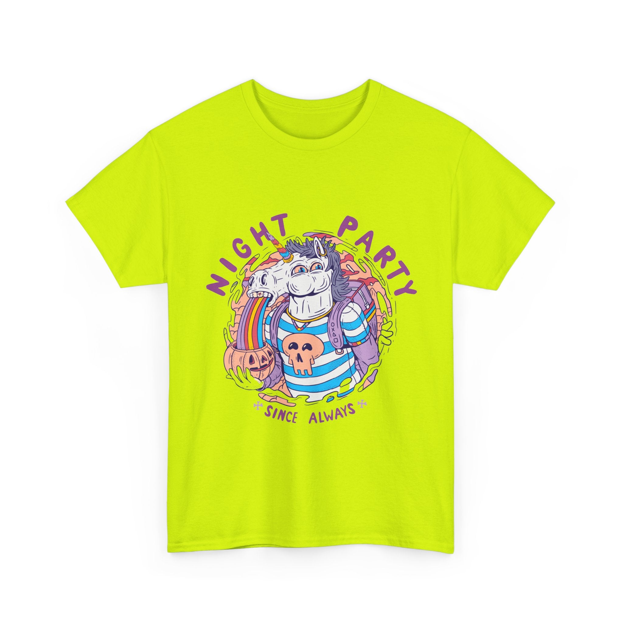 Night Party – Since Always | Chaotic Unicorn Rainbow Vomit Tee
