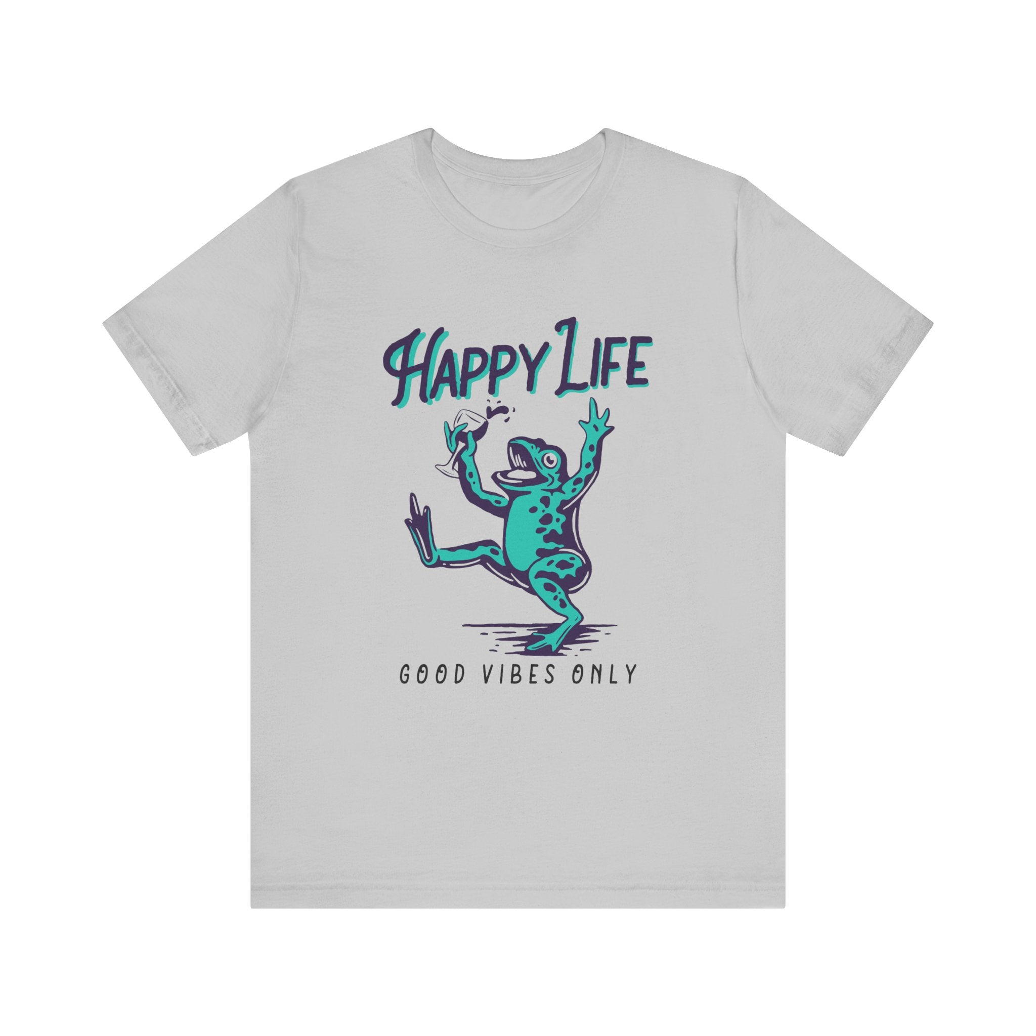 Healthy Life, Good Vibes Only | Wine-Spilling Frog Graphic T-Shirt